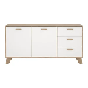 Komoda Ikast 147×73×39 cm – bílá s dubovým dekorem, Tvilum