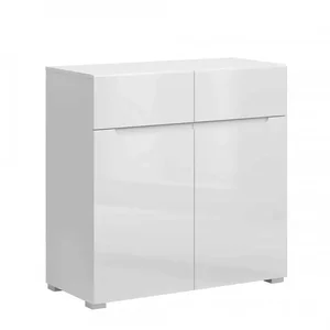 Komoda JOLK 2D2S – bílá, extra vysoký lesk