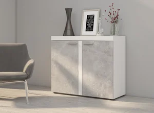 Komoda KADEN 2D – bílá/beton