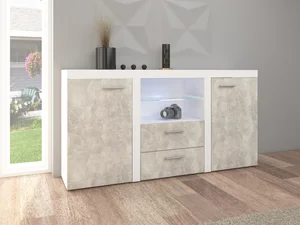 Komoda KADEN 2D2S – bílá/beton