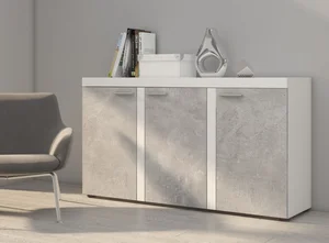 Komoda KADEN 3D bílá/beton