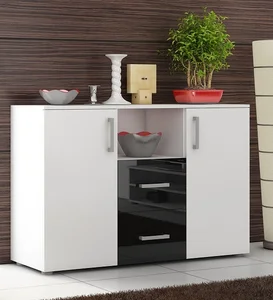 Komoda Mangona, bílo-černý lesk – 5 let záruky