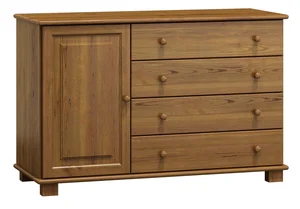 Komoda NEFTYS 34 – masiv borovice, dubové moření, hloubka 47 cm
