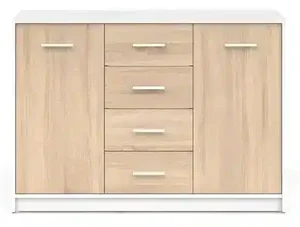 Komoda Nepo KOM2D4S Bílá/dub sonoma