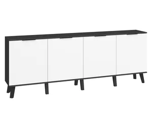 Komoda OSMAK 4D, černá/bílý lesk