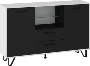 Komoda Prudhoe 2D2S, bílá/černý lesk