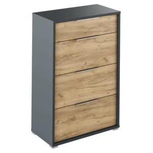 Komoda RIOMA NEW TYP 22 – 4 šuplíky, grafit/dub artisan