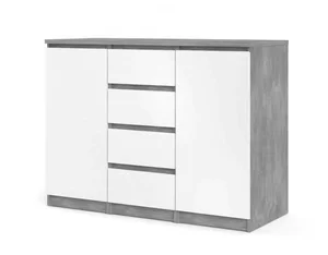 Komoda Simplicity 236 – beton/bílý lesk