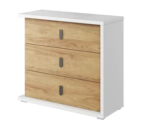 Komoda SOMAS 04 3S – bílá/ořech natural