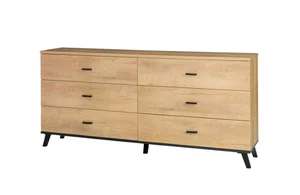 Komoda STRAKOŠ JO-N 5 – 84 × 181 × 40 cm, Dub Lefkas / černá