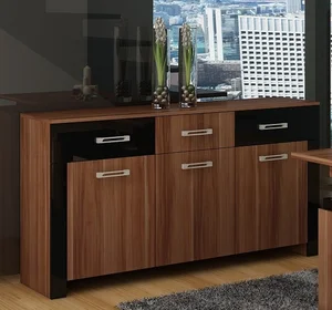 Komoda střední AKIVIDU lesk švestka/černý lesk
