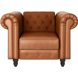 Koňakově hnědé křeslo Chesterfield Felix