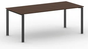 Konferenční kancelářský stůl PRIMO INFINITY, 200x90 cm, černá konstrukce, ořechový dekor