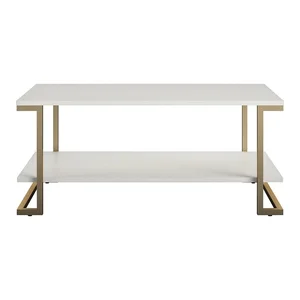Konferenční stolek Camila CosmoLiving – bílo-zlatý, 106 × 45 cm