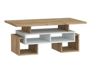 Konferenční stolek Dorinda 2 – craft bílá a zlatá, 110×48×62 cm