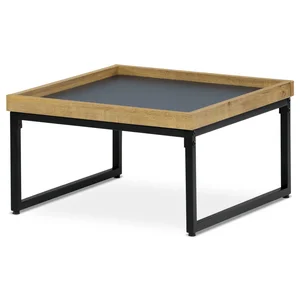 Konferenční stolek GARLEMXER I 53×53 cm, divoký dub, černé kovové nohy