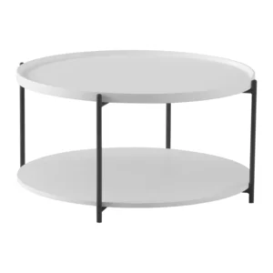 Konferenční stolek LAPIS bílo-černý Ø80×40 cm