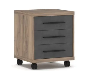 Kontejner ROSOLINI na kolečkách – 3 zásuvky, dub tabaco/matera