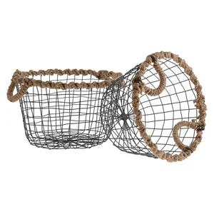 Košíky s oušky – set 2 ks, černé kovové, SANTE