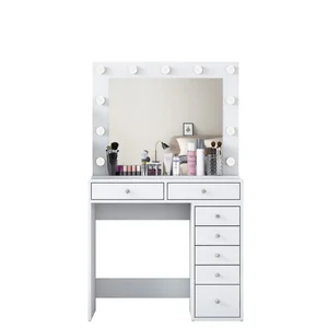 Kosmetický stolek MANGONE se zrcadlem – bílý