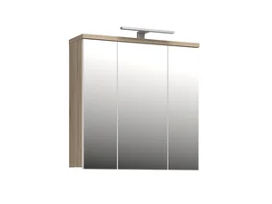 Koupelnová horní skříňka s LED osvětlením, dub sonoma/bílý lesk, 68,6 × 68,1 × 20 cm (5 let záruka)