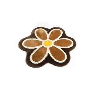 Koupelnová předložka Flower Ø90 cm – hnědá