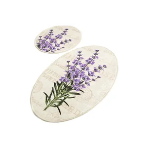Koupelnová předložka set 2 ks – levandule a světle hnědá, 50×60 cm a 60×100 cm, protiskluz
