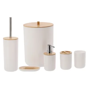 Koupelnová sada 6 dílů KATREL bílo-přírodní