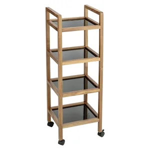 Koupelnový regál z masivu akácie, 35 × 101,5 cm, černá/natural – Fondi – Wenko