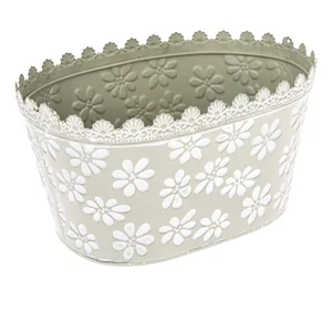 Kovový květináč Dakls Daisy zelený 14,5 cm