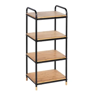 Kovový regál Loft Wenko, 42×94,5 cm – černá s přírodními policemi