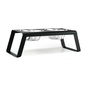 Kovový set misek s podstavcem pro psa MiaCara Desco Black L