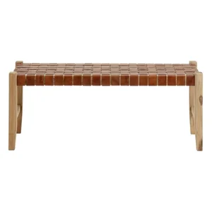 Kožená lavice Calixta – Kave Home, koňakově hnědá / přírodní