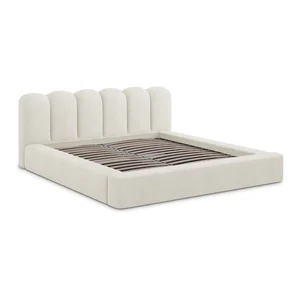 Krémová postel 140x200 cm s roštem a úložným prostorem – Mano Makamii