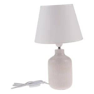 Krémová stolní lampa s textilním stínidlem