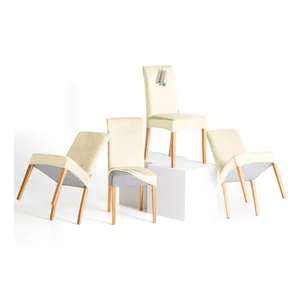 Krémové napínací potahy na židli 4 ks 48 cm Sento – Restilo