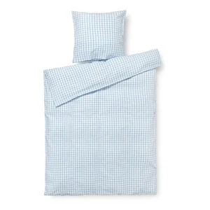 Krepové povlečení JUNA Bæk&Bølge 140×220 cm – jednolůžko, bílo-světle modré