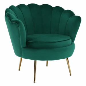 Křeslo Art Deco Velvet Emerald – zlaté chromové nohy