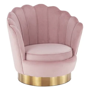 Křeslo Velvet Art Deco – světle růžová, zlatý chrom