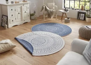 Kruhový koberec Twin-Wendeteppiche 103104 modrá Ø 240 cm