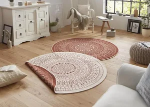 Kruhový kusový koberec Hanse Home Twin-Wendeteppiche 103102, Ø140 cm, hnědá a béžová