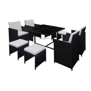 KUBIKUS 9-dílný ratanový zahradní set, černá