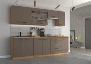 Kuchyně ARCENIO 2 260 cm – korpus dub artisan, dvířka lanýšově šedá