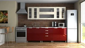 Kuchyňská linka Eginger 220 bordo/jasmín lesk