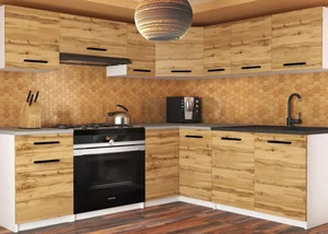 Kuchyňská sestava Belini 360 cm v dekoru dub wotan s pracovní deskou Lidia
