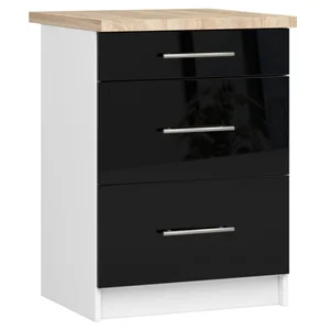 Kuchyňská skříňka OLIVIA S60 3SZ – bílá a černý lesk