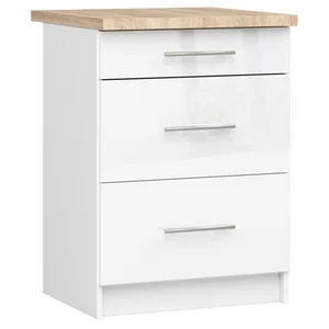 Kuchyňská skříňka OLIVIA S60 3SZ – bílá/bílý lesk
