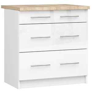 Kuchyňská skříňka Olivia S80 3SZ – bílá/bílý lesk