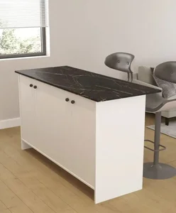 Kuchyňský ostrůvek Venturi UP – bílá/černý mramor