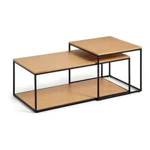 Kulaté konferenční stolky Yoana, sada 2 ks, dubový dekor, 50×100 cm a 50×55×43 cm